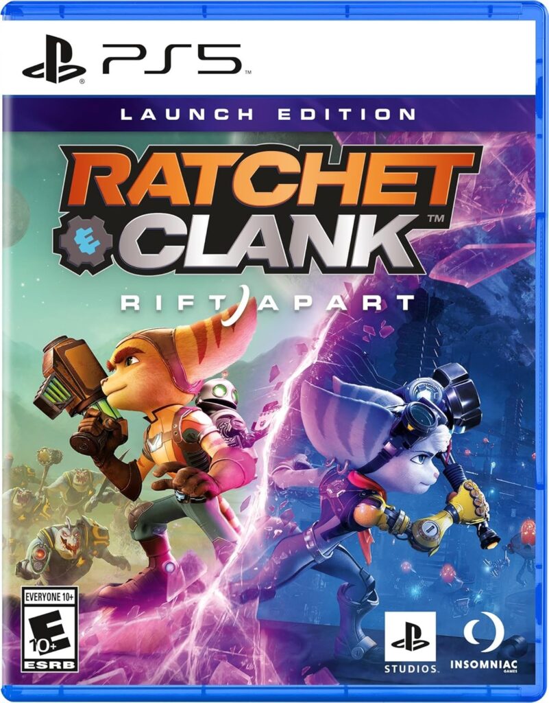 Cover art of Ratchet & Clank: Rift Apart, the most recent release in the Ratchet and Clank franchise.