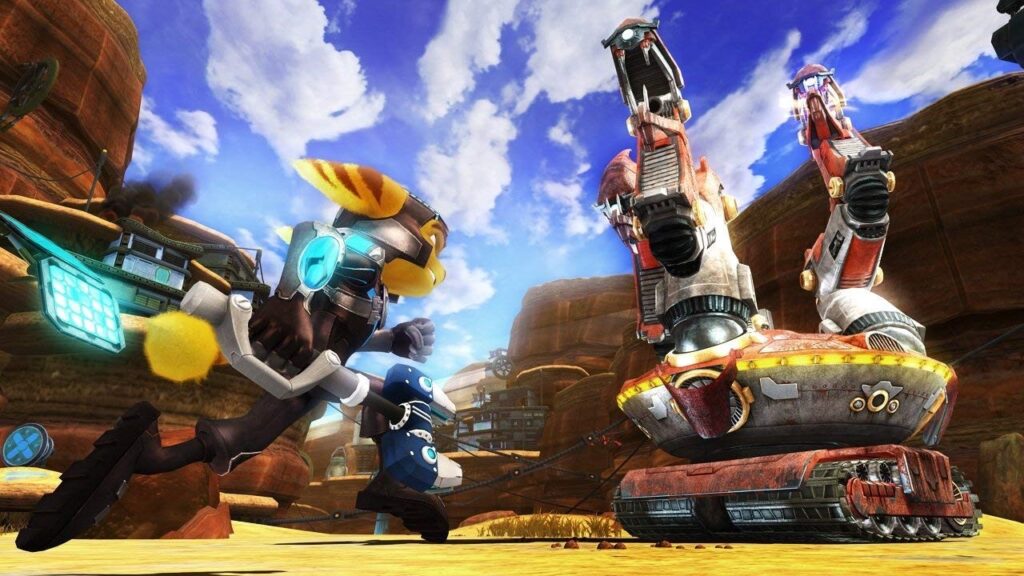 Gameplay screenshot from Ratchet & Clank: A Crack in Time, one of the highest-rated entries in the Ratchet and Clank franchise.