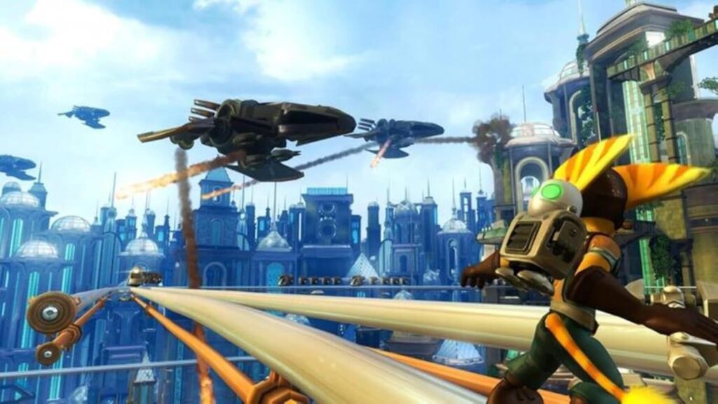 Gameplay screenshot from Ratchet & Clank Future: Tools of Destruction, one of the highest-rated entries in the Ratchet and Clank franchise.